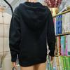 IHUASU Autumn and Winter Drawstring Knit Cardigan Jacket Women's Solid Colour Hooded Single-breasted Jumper