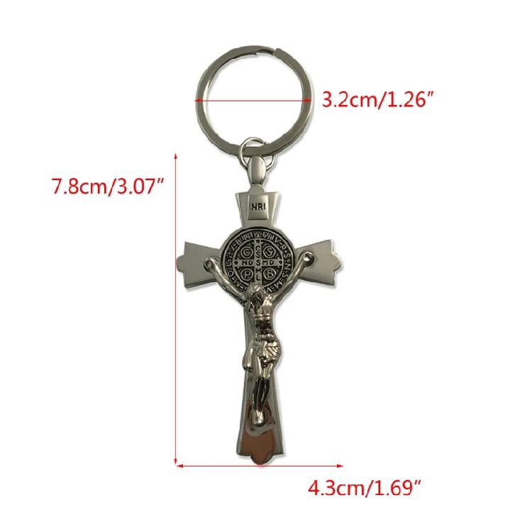 Evil Protection Metal Cross Keychain Jesus Key-Ring Faith Key Holder Car Jewelry