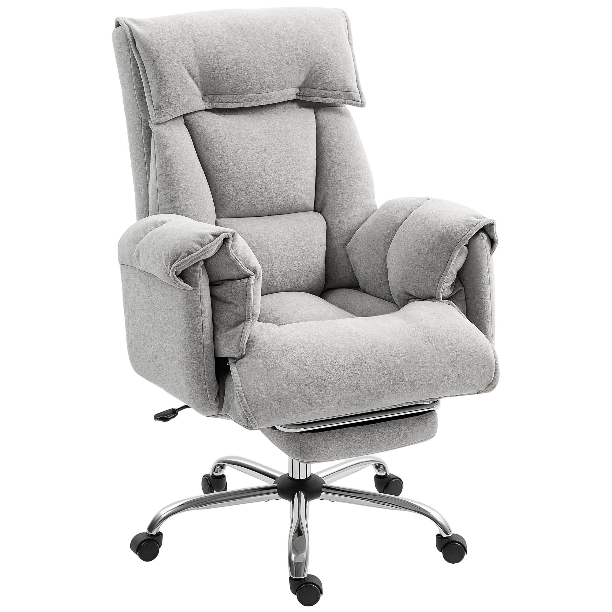 Scaun de birou reclinabil reglabil pe înălțime cu cotiere suport pentru picioare spătar înalt 75 x 77 x 110-118 cm Gri 77 x 75 x 118 cm culoare gri