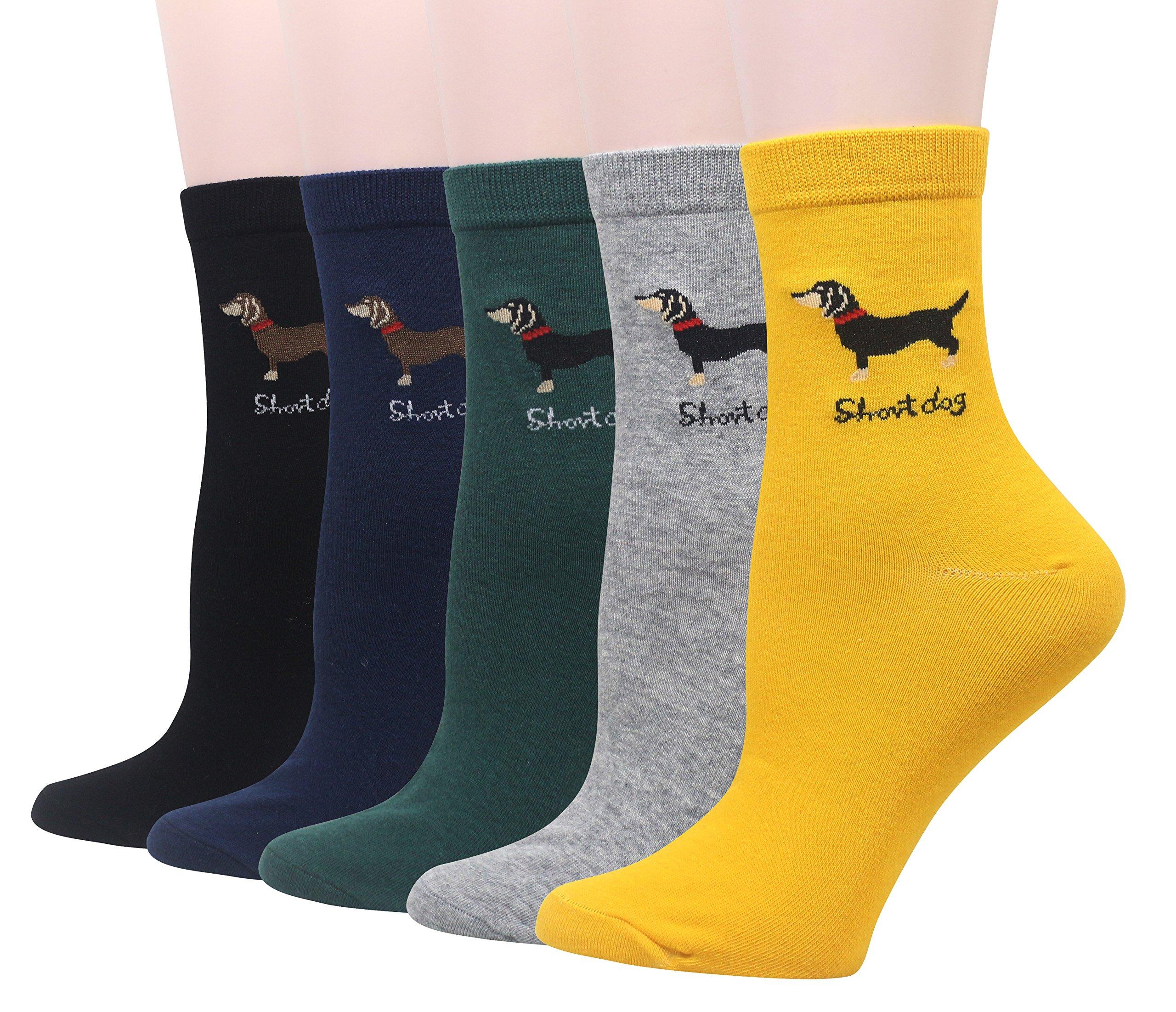 

Cansok Cute Dog Print Colorful Fashion Sock Set for Casual Socks Women s Socks, Girls, 5-Pair Set, Women s (Dachshund)