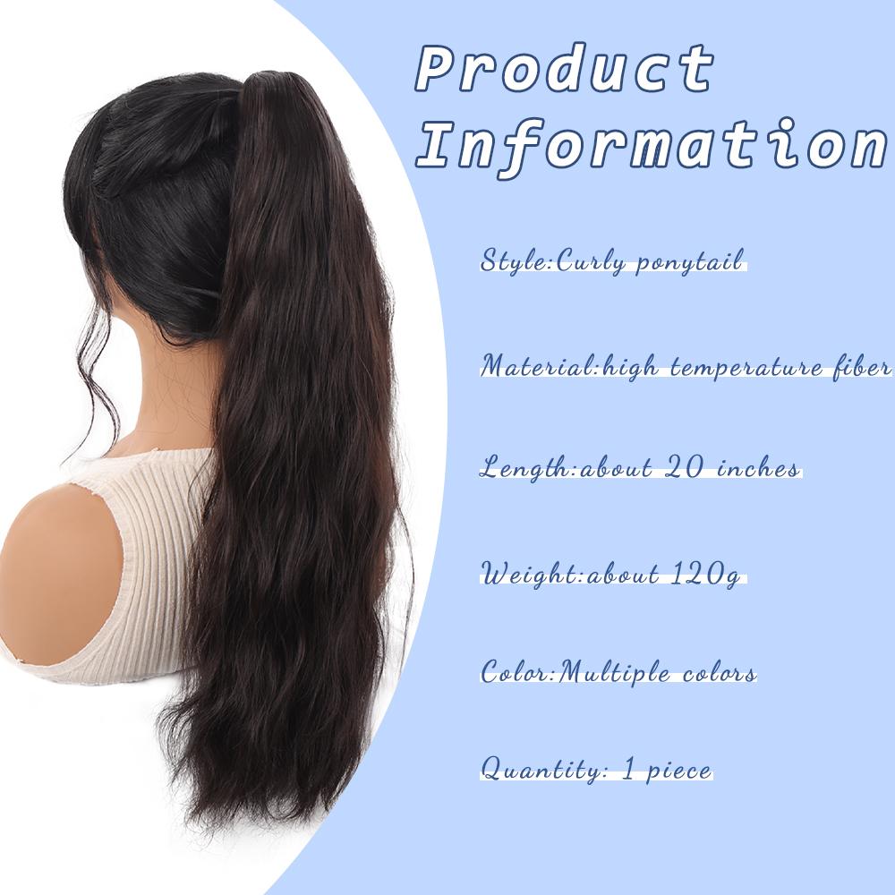 Synthetic Long Hair Claw Clip Ponytail Braid Water Wave Hair Natural Wave Wig Women's Clip Ponytail Extension