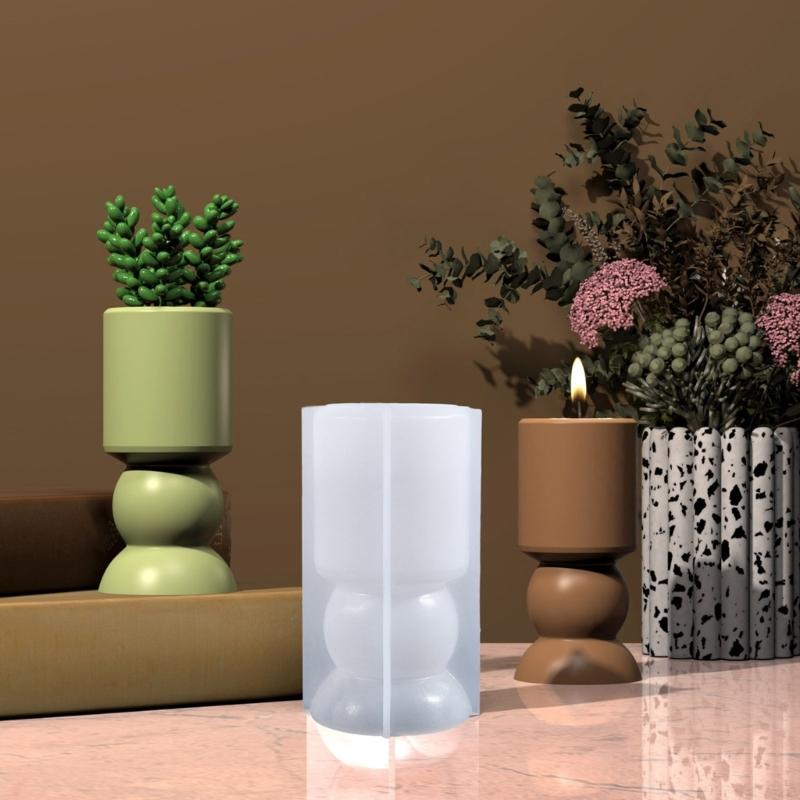 Unique Candle Holder Molds Crafting Molds Round Shape Candle Base Moulds Silicone Texture for Crafting Candlesticks