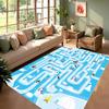Area Rug Floor Carpet Mat Interactive Maze Play Print Non-Slip Washable in Green Blue Brown for Playful Kids Playroom Decoration