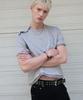 DOFFJASON Shoulder Button Check Layered T-Shirt Melange Grey