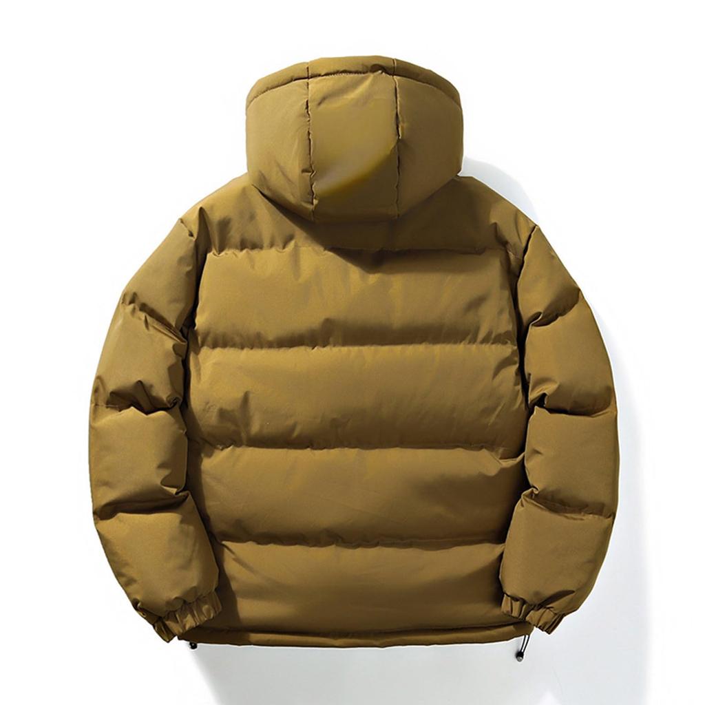 Men's Solid-color Casual Hooded Cotton-padded Jacket, Thickened Warm And Windproof Zipper Jacket