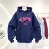 Women's Fleece-Lined Hoodie: Ulzzang Loose-Fit, Korean Style, Autumn/Winter 2025 Trend.