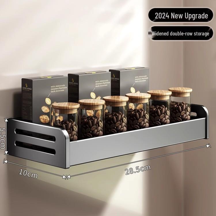 Wall-Mounted Kitchen Seasoning Rack: Punch-Free Multifunctional Condiment Set with Jars