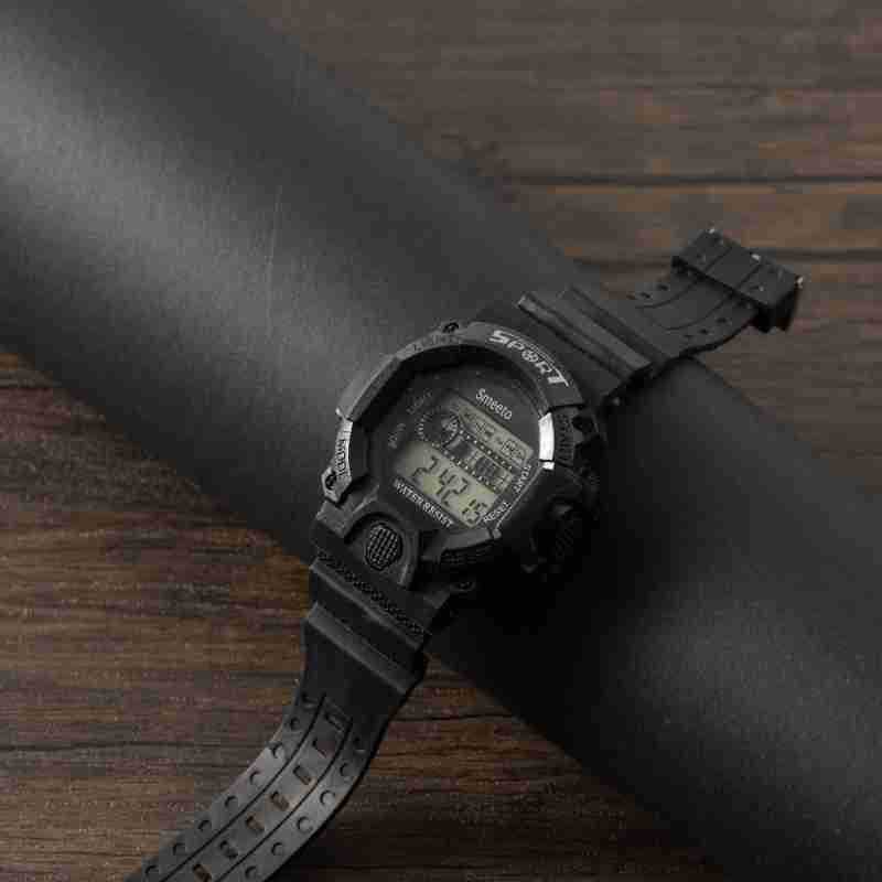 

Цифровые спортивные часы для подростков с силиконовым ремешком и простой функцией будильника для молодежи чёрный