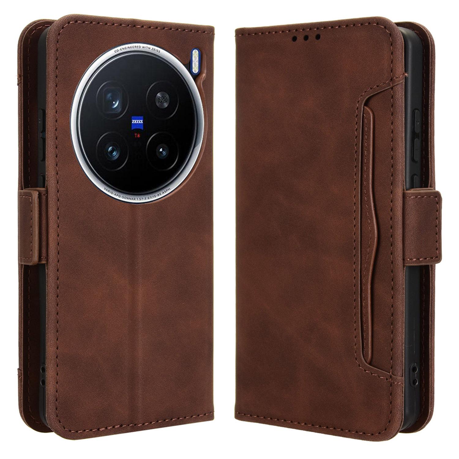 

Для vivo X200 Pro 5G кожаный чехол-кошелек для телефона с несколькими отделениями для карт Brown