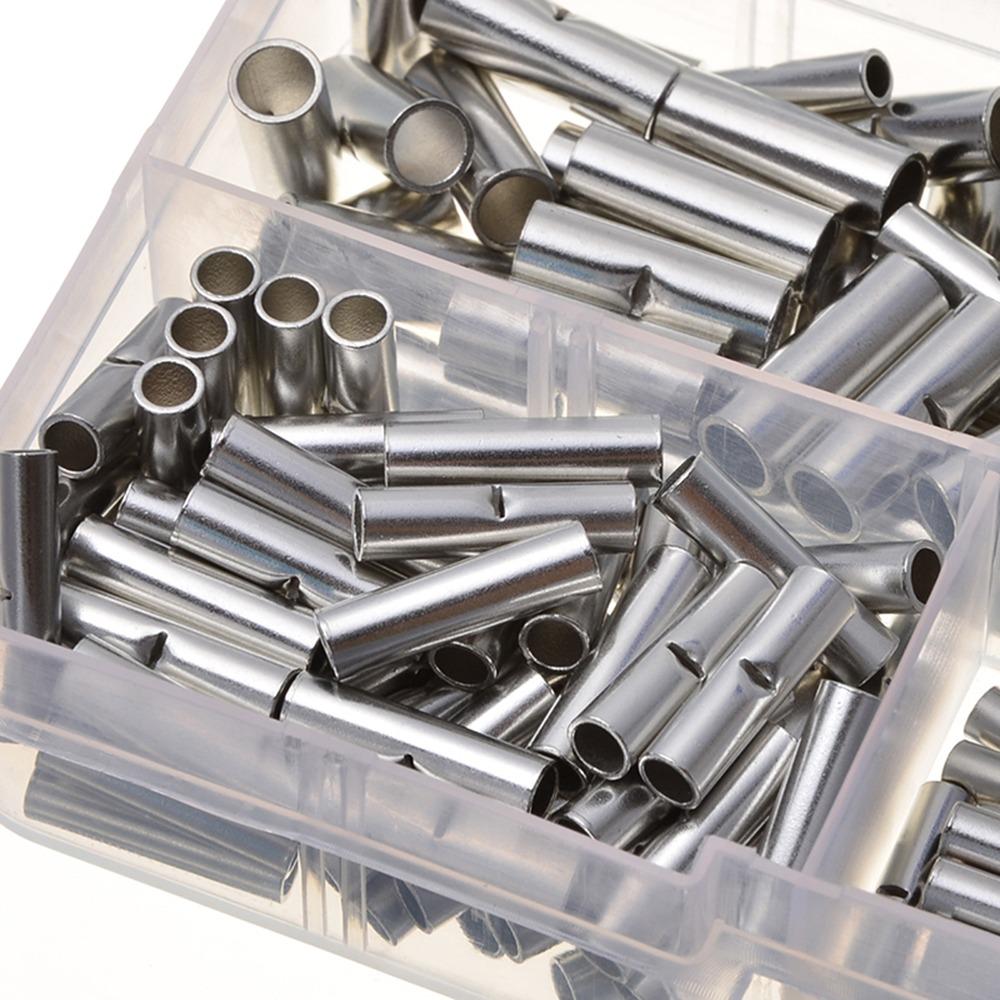 200pcs 12-10 AWG Non-Insulated Butt Connectors Cable Crimp Terminals Electrical Wiring Projects