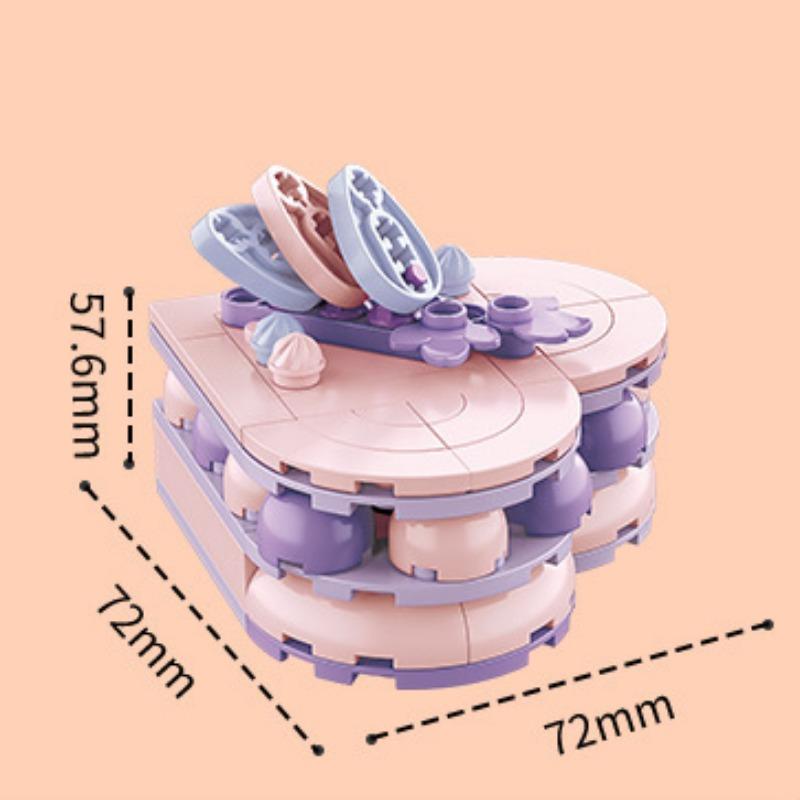 Adorno de pastel de té de la tarde con registro de comida, rompecabezas para niños, juguetes de bloques de construcción