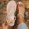 Large Size Summer New Pearl Toe Sandals Beaded Lightweight Flat Women's Shoes Comfortable and Versatile
