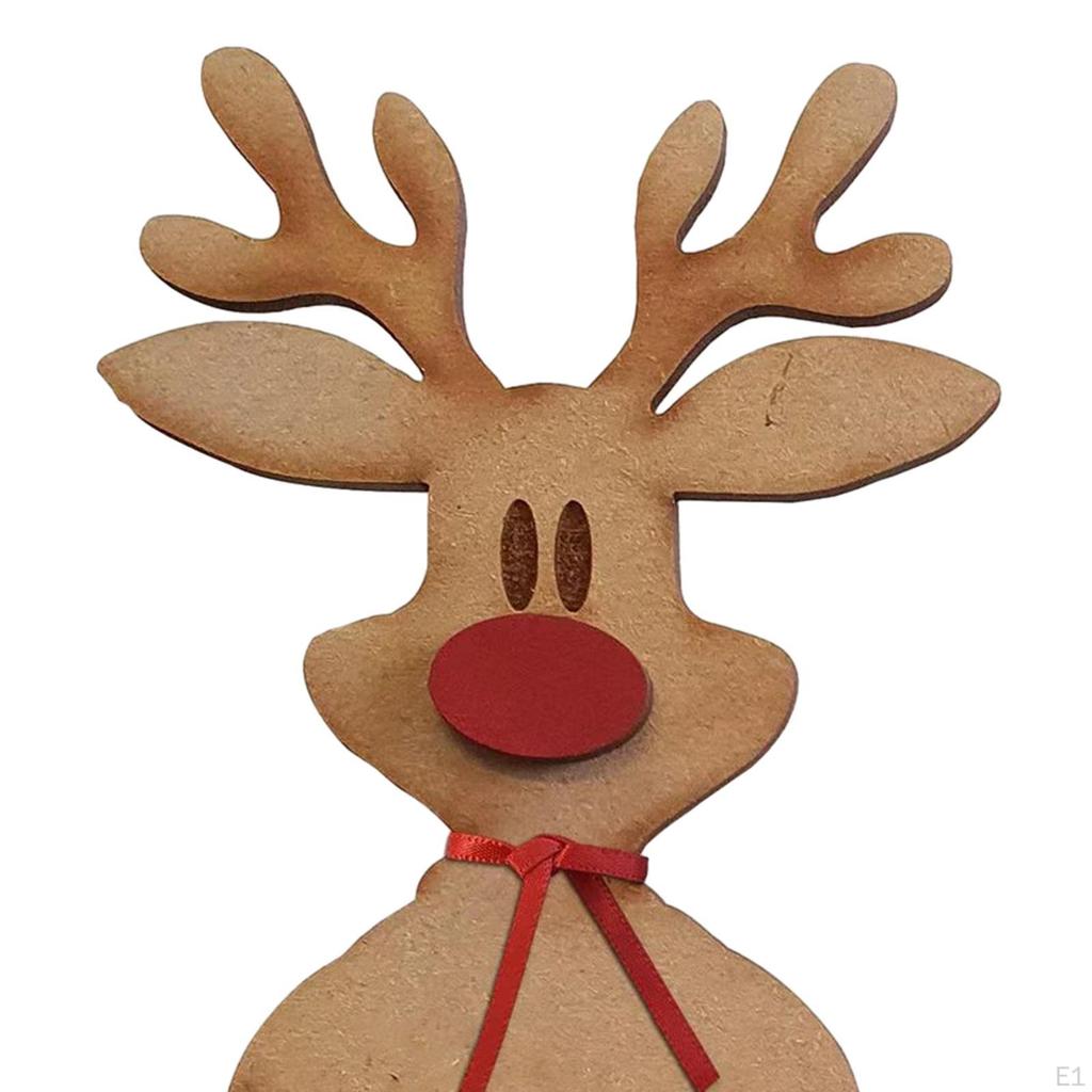 Christmas Reindeer Decor Standing Tabletop Decoration Rustic Wooden