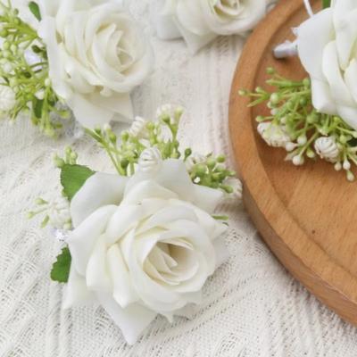 European Artifical Rose Boutonniere Handmade Silk Wedding Brooch Bride Bridesmaid Wrist Flower Formal Dinner Party