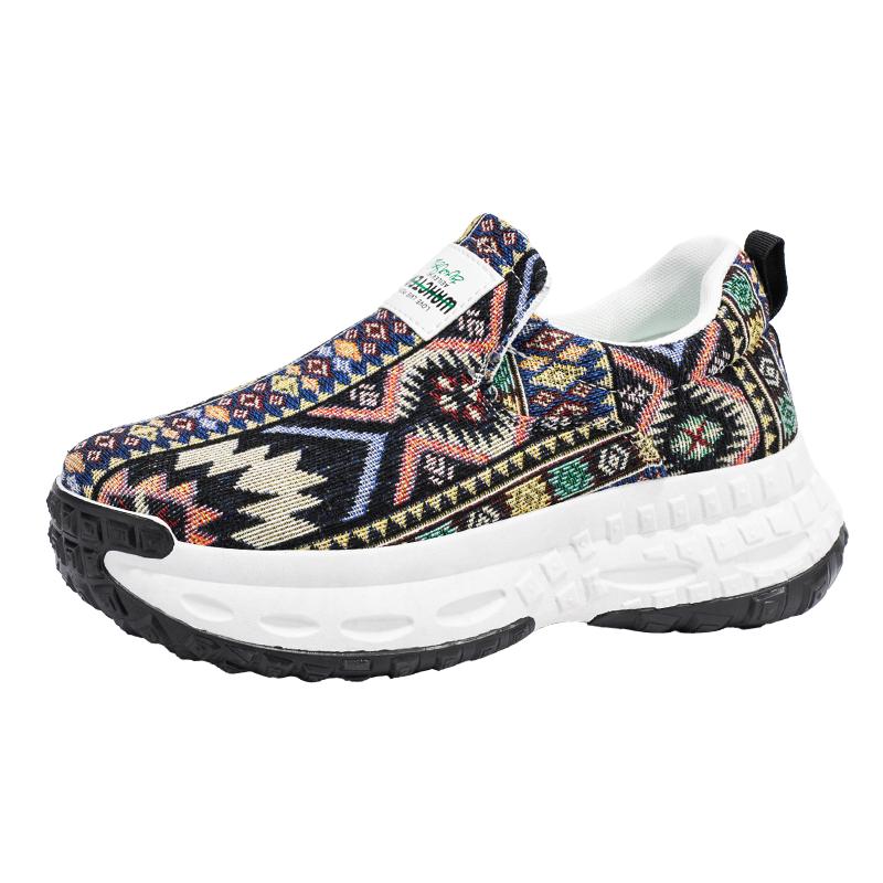 

Men s thick-soled casual sports shoes, height-increasing and breathable thick-soled canvas shoes, patterned men s shoes 39
