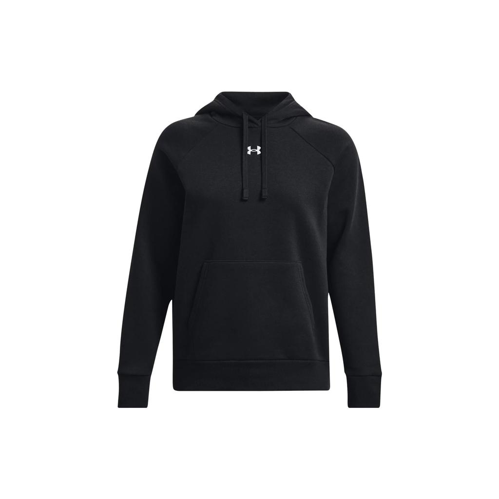 Under Armour Solid Color Logo Drawstring Hoodie Women Tops Black 1379500-001