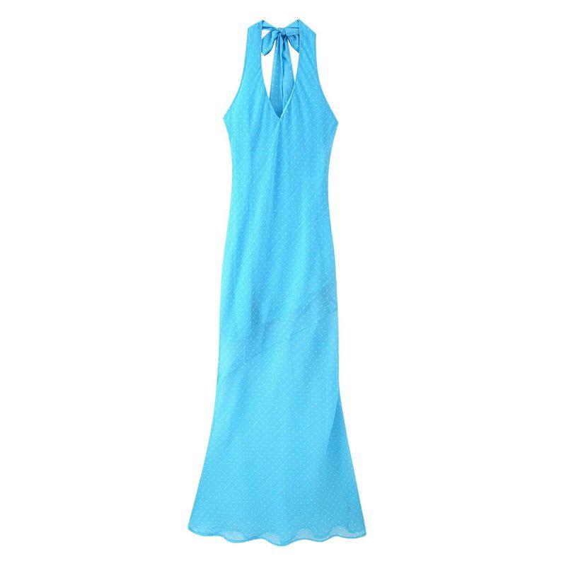 Kaslead New Arrival Women's Clothing Fashion Style Fashion Minimalist V-neck Halter Lace Up Slim Fit Backless Dress