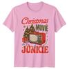 Christmas Movie Junkie Christmas Holidays Unisexs Unisexs Retro Graphic Tee
