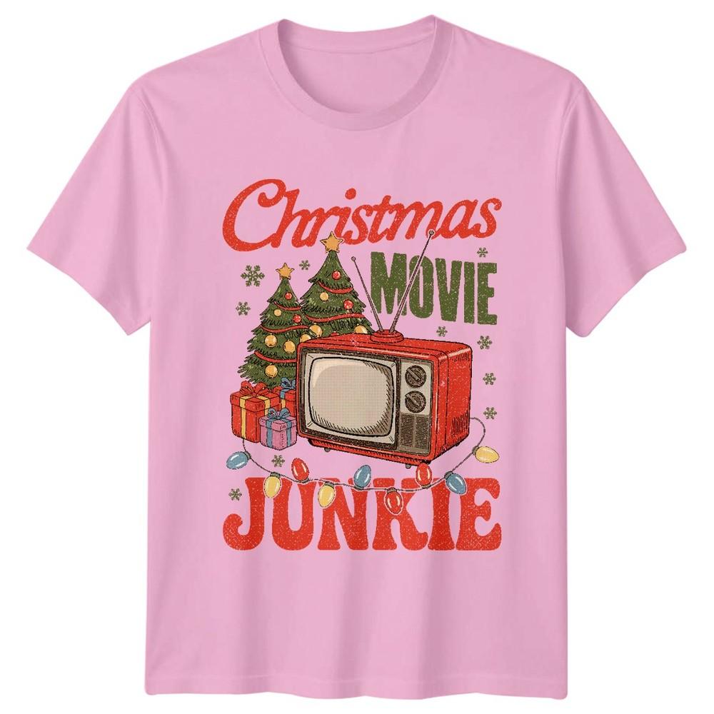 Christmas Movie Junkie Christmas Holidays Unisexs Unisexs Retro Graphic Tee