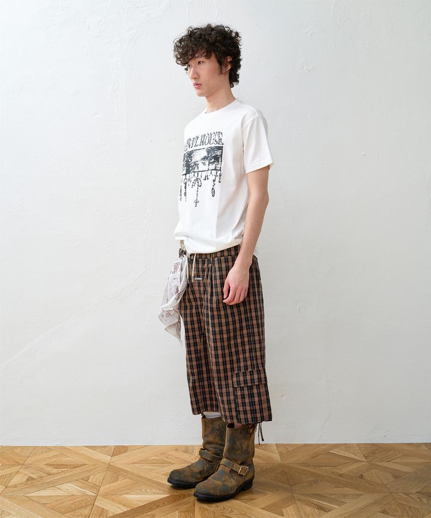 THEVINYLHOUSE Pantaloncini Cargo a Quadri Stratificati Marrone