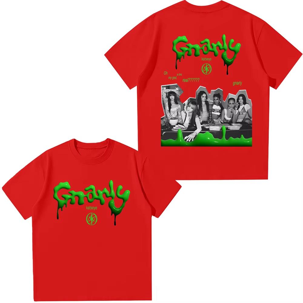 T-Shirts aus Baumwolle im koreanischen Stil KATSEYE Knallharte Grafik T-Shirts Sommer Damen Herren Mode Lässig Streetwear Oberteil Kurzarm T-Shirt Y2K