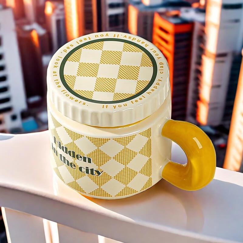 Large Ceramic Coffee Mug with Lid
