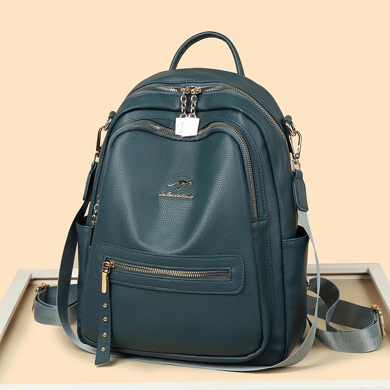 Vintage Backpack Women's Solid Color Backpack Large Capacity Schoolbag