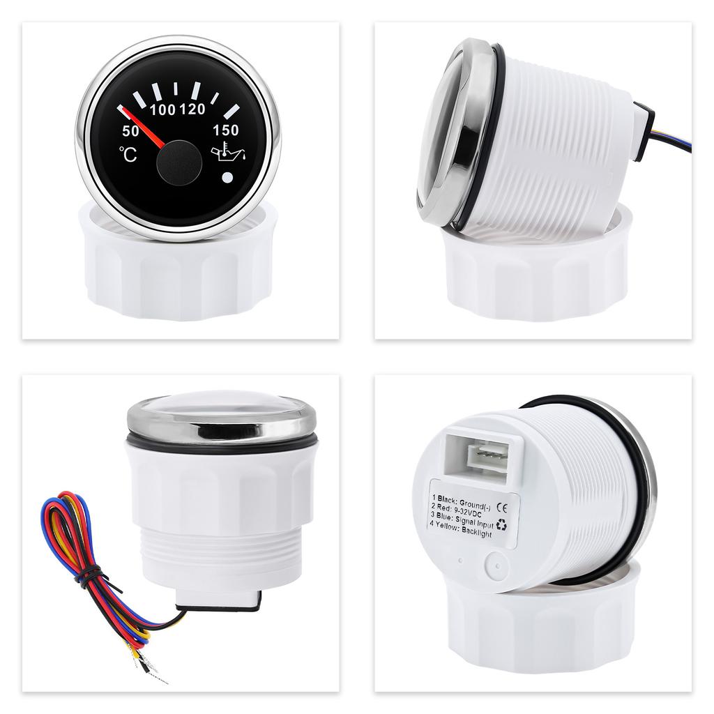 52MM Car Gauge Oil Temperature Gauge 50-150°C Digital Oil Temp Sensor 1/8NPT With Alarm For 12V 24V Car Boat Marine Motorcycle