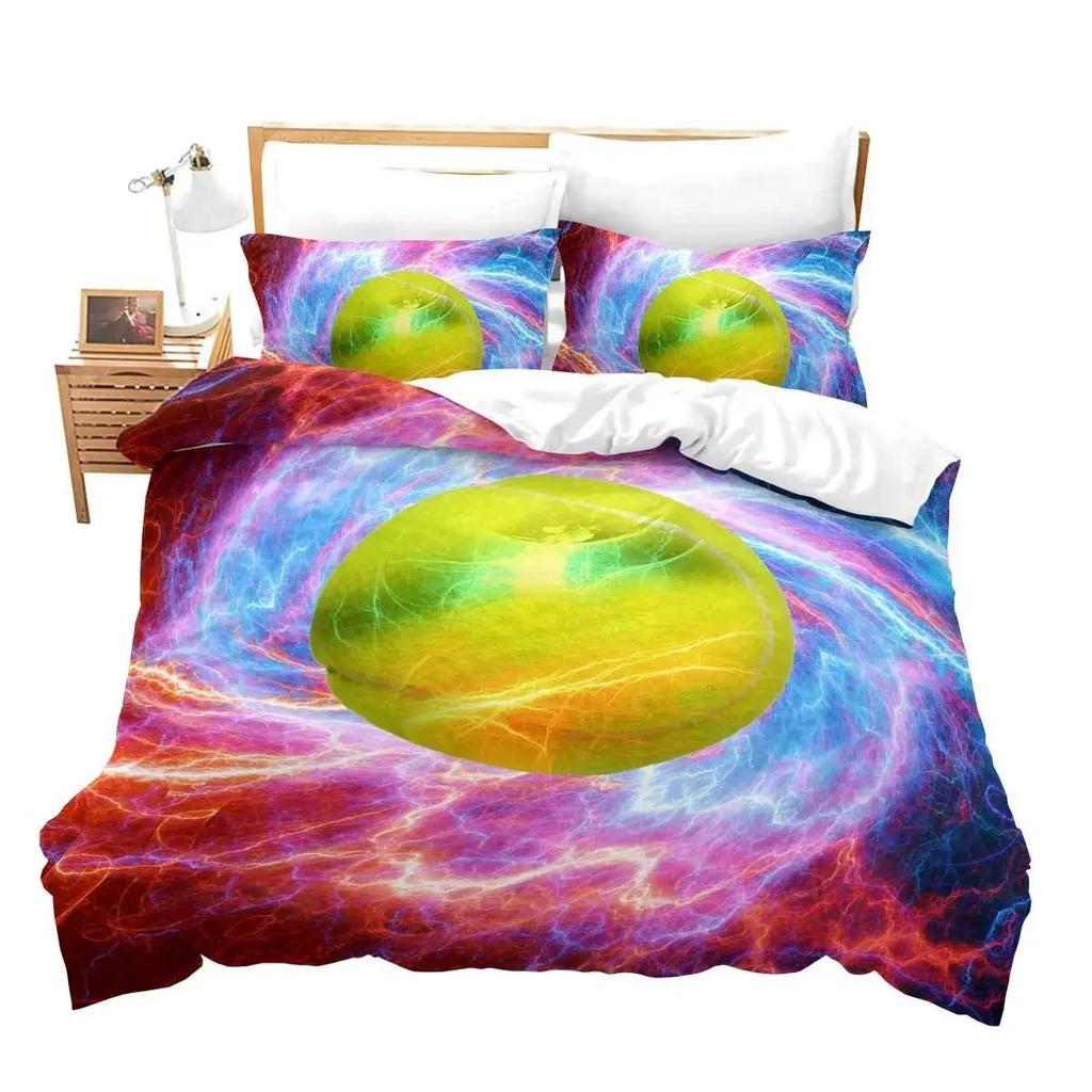 Tennis Ball Duvet Cover Set King/Queen Size,Sports Game Themed Bedding Set for Kids Boys Adult,Modern Bedroom Decor Quilt Cover