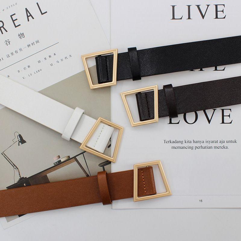 Stylish Retro Triangle Buckle Pu Belt For Women Perfect For Dresses And Casual Outfits