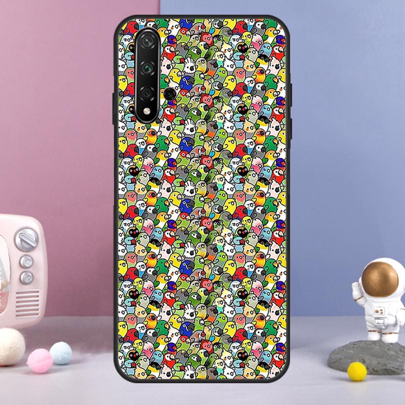 Cartoon Cockatiel Collage For Huawei Nova 9 10 SE 3i 7i 8i 11i 12i Y60 Y61 Y70 Y72 Y73 Y90 Y91 P20 P30 P40 Lite Case