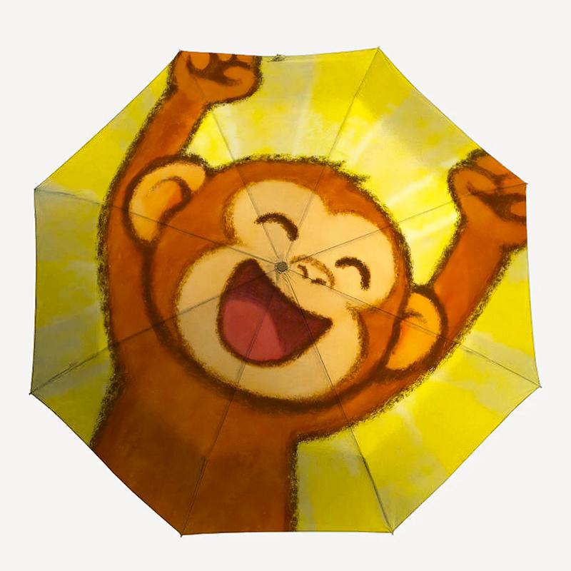 

1pc Monkey Joyful One Umbrella And a Plastic Handle, Compact And Stylish, with a Vibrant Cartoon Pattern, Perfect for All Seasons, Home, Travel