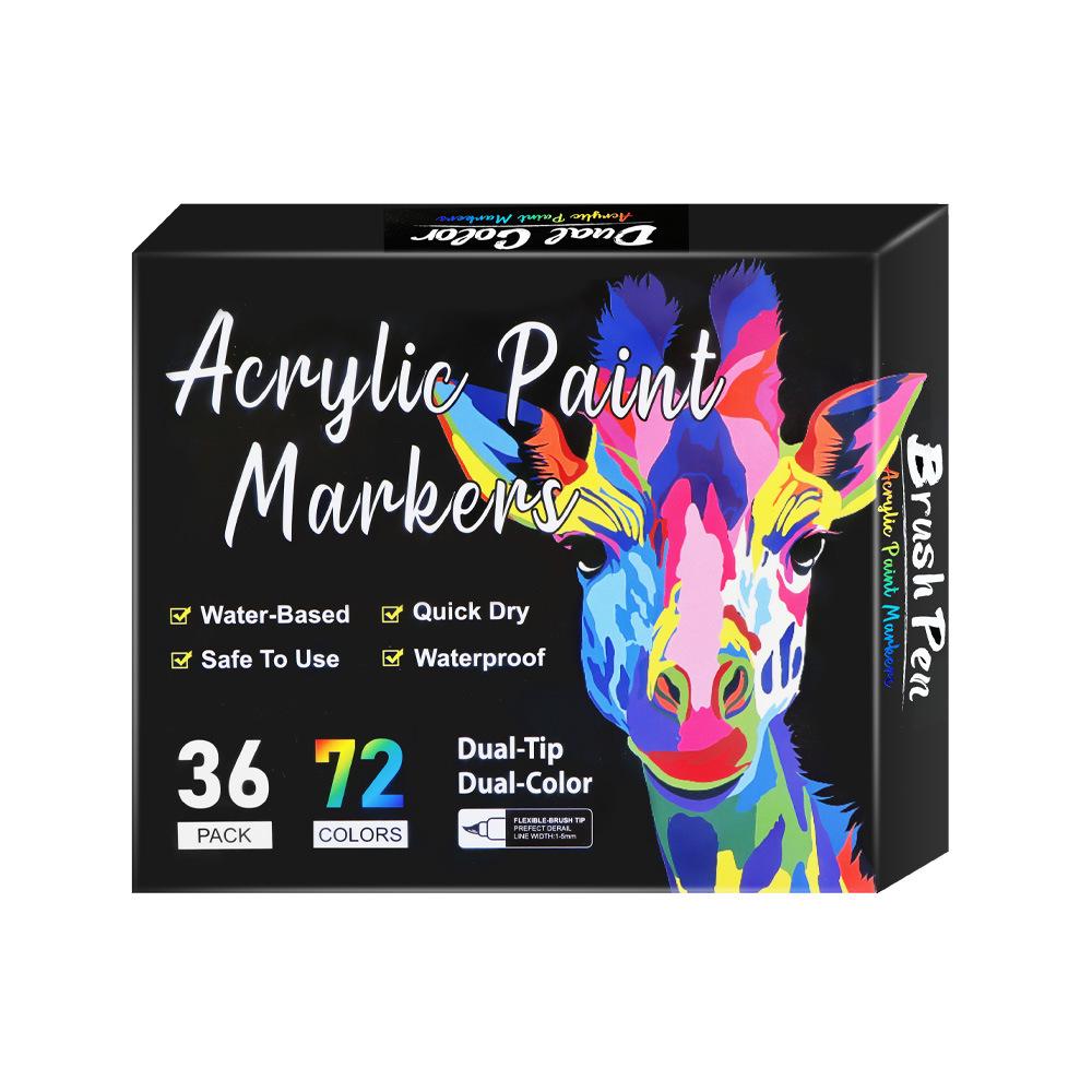 36-Color Dual-Tip Water-Based Acrylic Marker Set for DIY Graffiti
