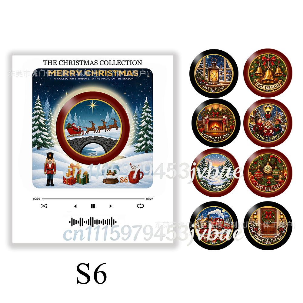 2026 Christmas Music Box Refrigerator Magnet Ambient Night Light Acrylic Music Player With 9 Replaceable Discs Fridge Ornament