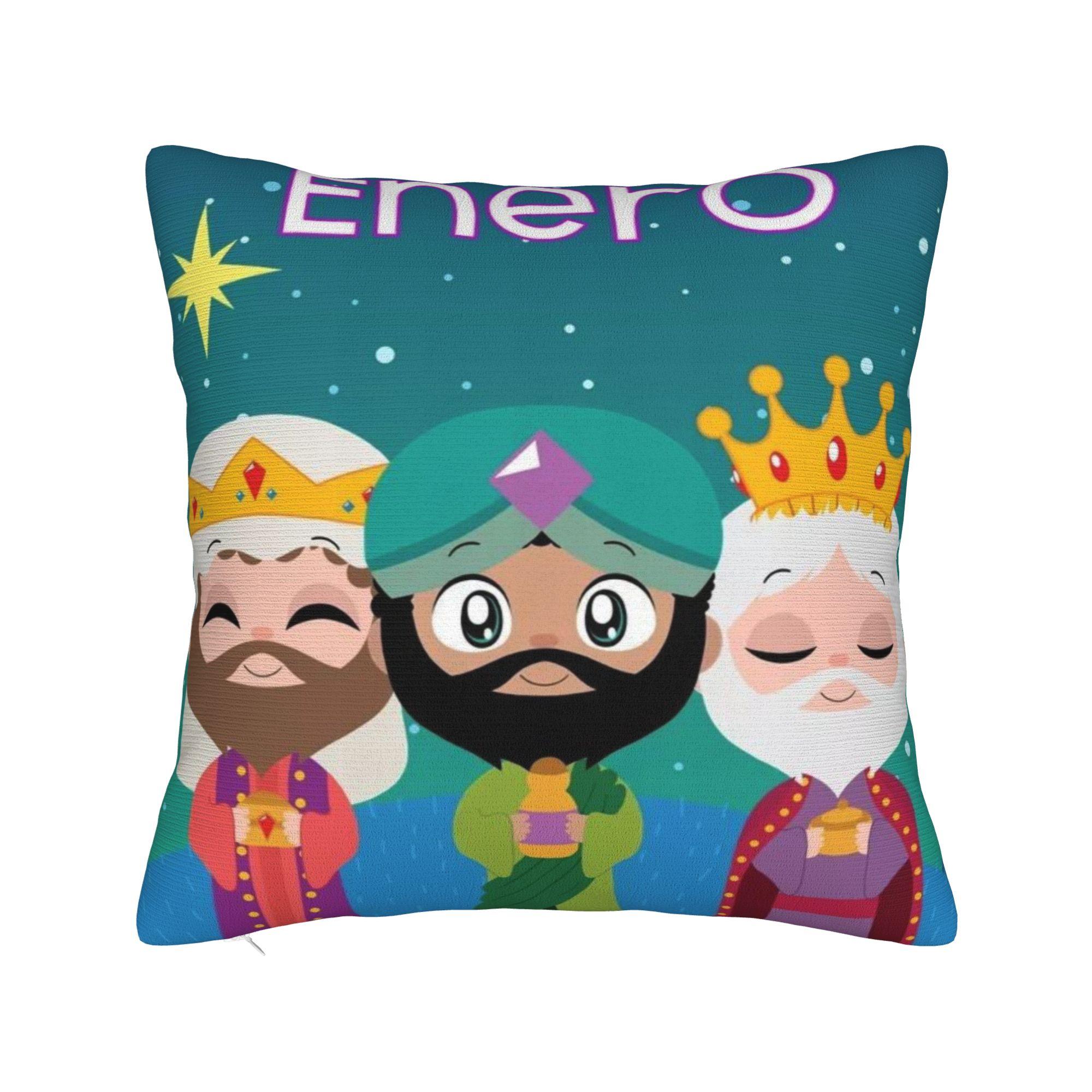 Decorative Pillow Cover Día de los Reyes Magos Epifanía Three kings Product Home  Pillow Case Cover Square Multi Size 12x12Inch