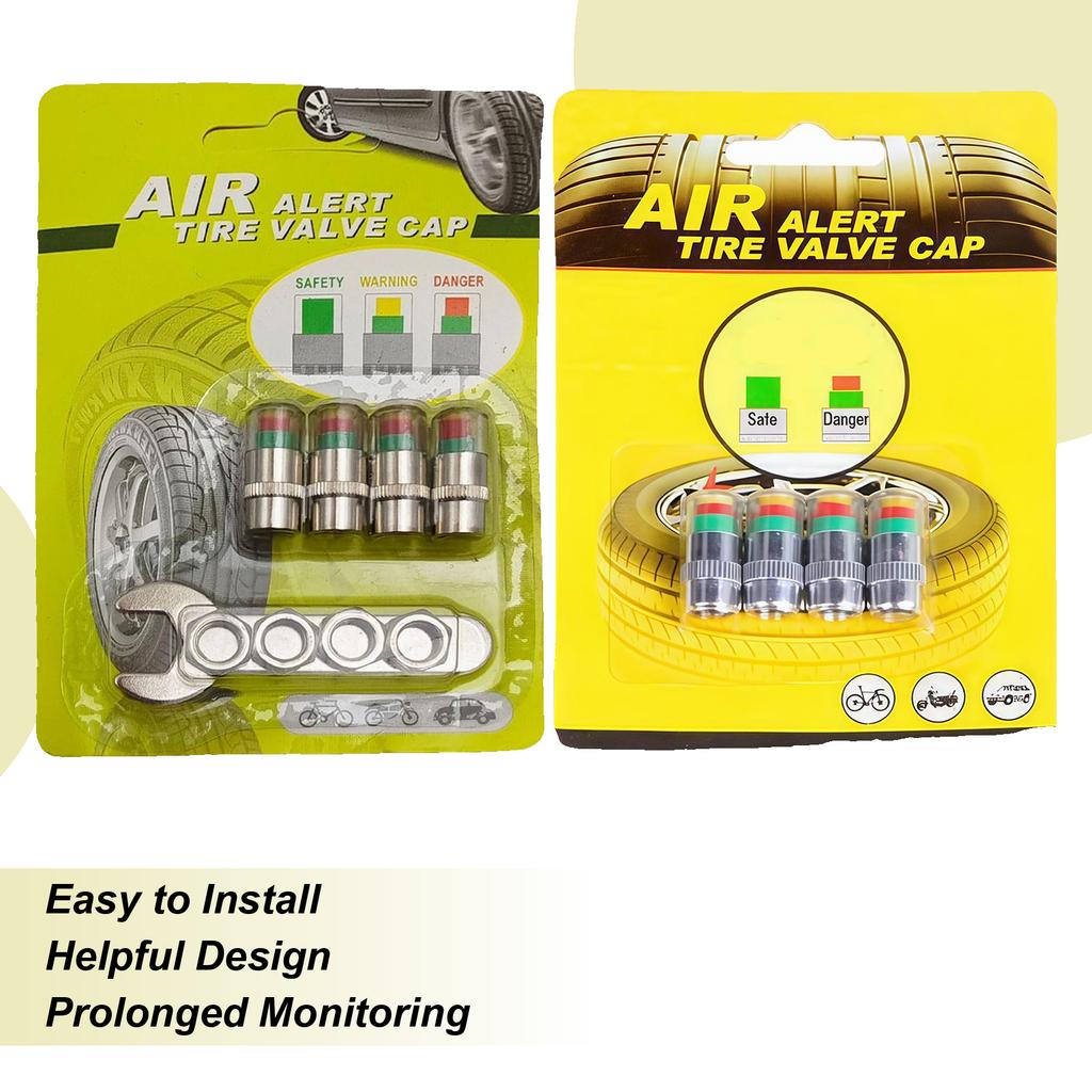 Tire Pressure Valve Caps 4 Pieces Sensor Indicator Pressure Monitor Stem Covers For Long-Distance Travel Motorcycle Truck SUV