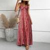 Women's Summer Fashion Sexy V-neck Strap Sleeveless Retro Flower Printed Beach Split Dress