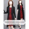 Elegantes Schlankmachendes Zweiteiliger Look Kleid für Damen - Langärmliges Frühling/Herbst Bauchbedeckendes Mode für Mittleren Alters und Ältere, 2025