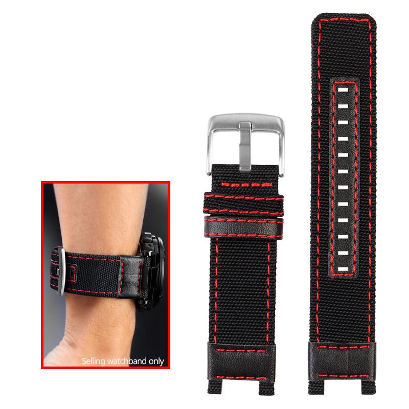 Nylon Canvas Leather Watchband For G-shock Casio GST-B100/S130/S100G/W300G/W330/400G/410 GST-W120L/S120/W130L/S110 Mens Strap