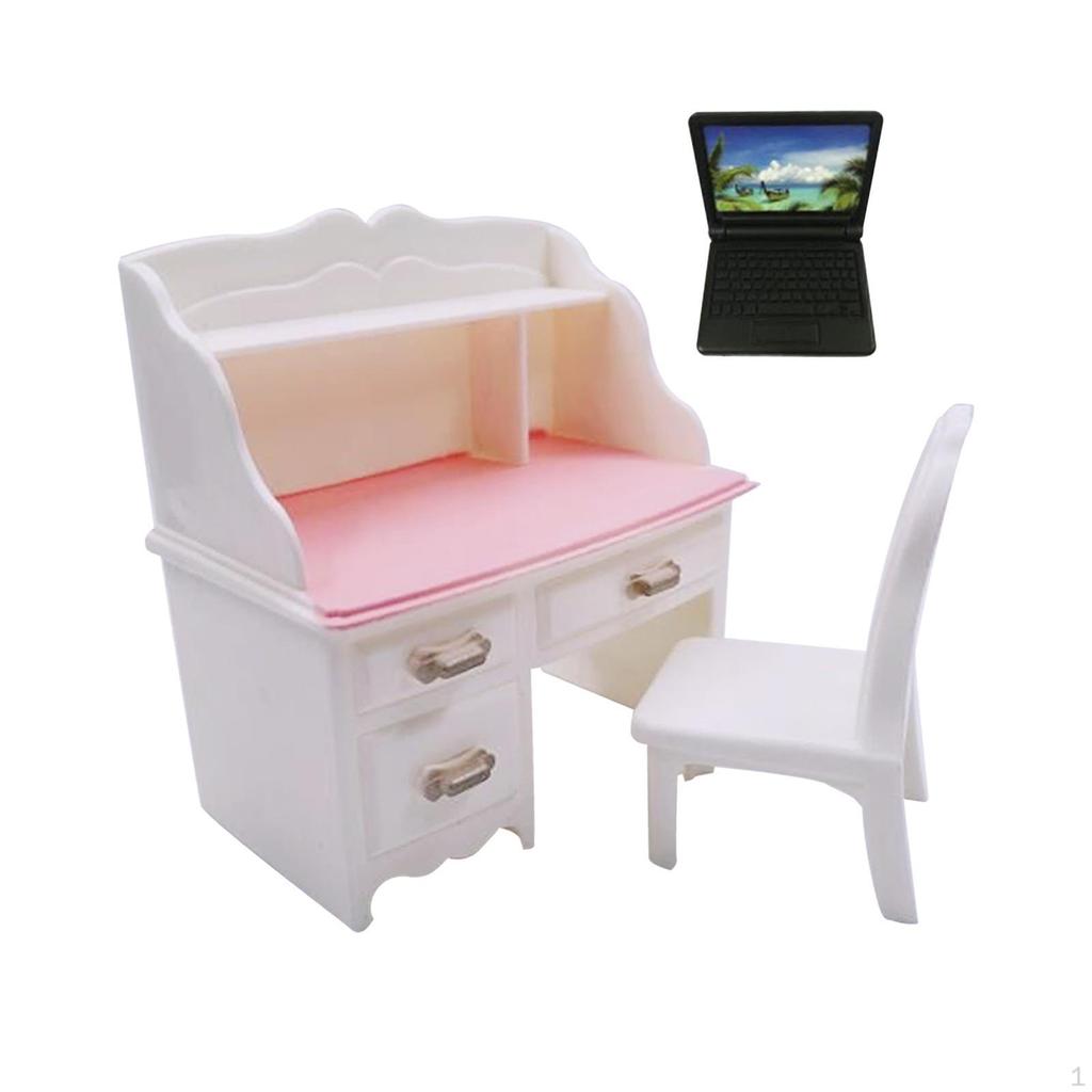 1/12 Dollhouse Desk Chair Set Table Simulation Notebook Decoration Accessories for Living