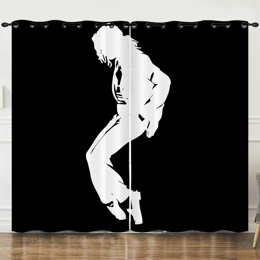 Supermarket Go Black/White Curtains And Simple Wind Curtains Digital Printing Curtains Out Free Punching Bedroom Living Room