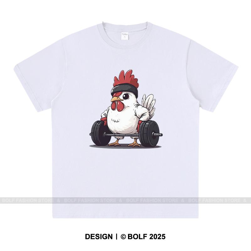 Fitness Kuře Potisk Pánské Tričko 100% Bavlna Nadměrná Grafická Trička pro Muže Ženy Street Wear Topy Trička