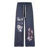 Mens Loose Straight Leg Sweatpants Streetwear Printed Casual Trousers Young Adults