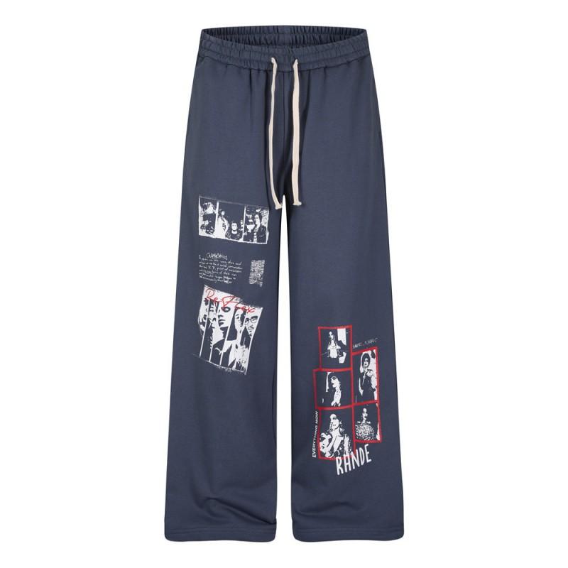 Mens Loose Straight Leg Sweatpants Streetwear Printed Casual Trousers Young Adults
