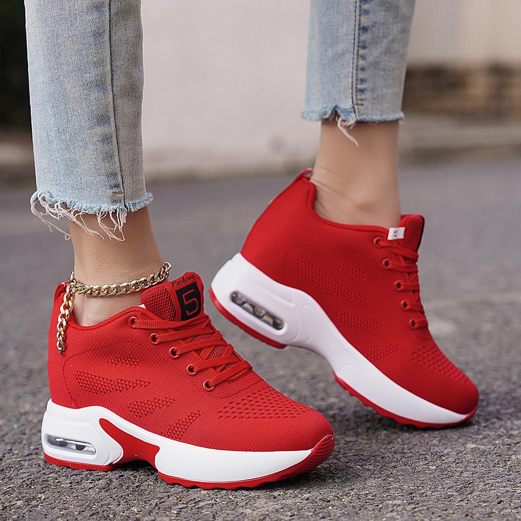Women's Platform Mesh Breathable Sneakers Womens Spring New Casual Wedge Basket Shoes Tennis Female Thick Woman Summer Trainers