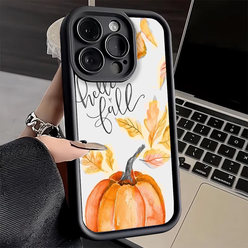 Phone Case for iPhone 17 Air 16E 15 16 Pro Max Pumpkin Happy Fall Autumn Cover 14 Plus 13 12 Mini Soft Shell Silicone Fundas