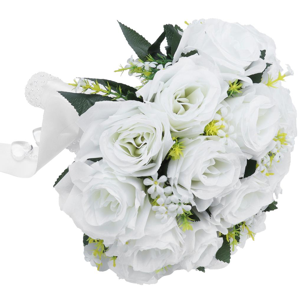 Bridal Bridesmaid Bouquet Innovative Simulation Rose Flowers Bunch Wedding Decoration White