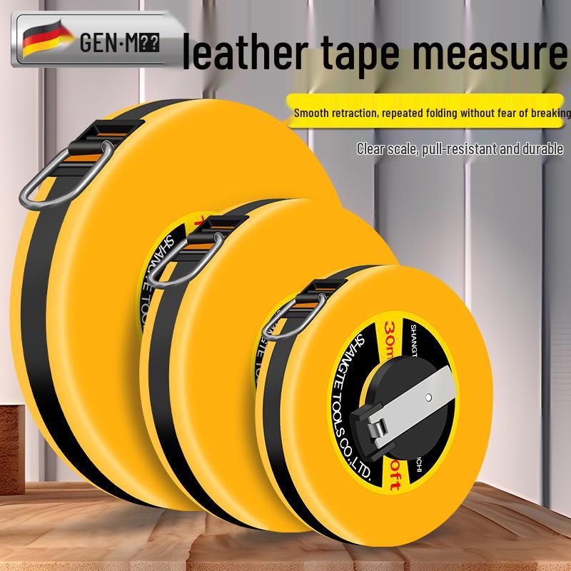 Leather and Fiber Tape Measure - Available In 20, 30, 50, and 100 Meters for Sports, Clothing, and Linen Measurement.