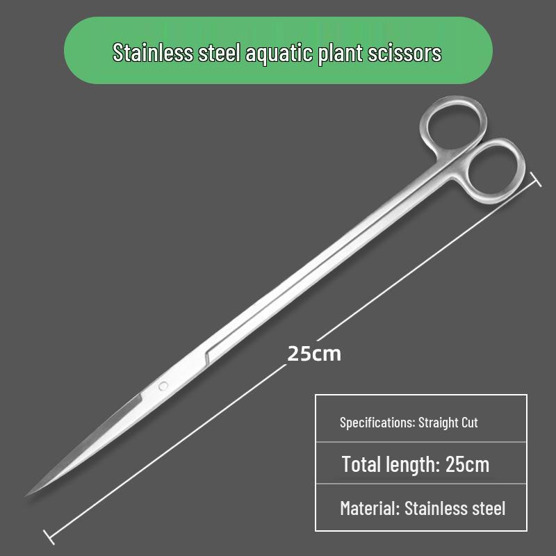 Aquarium Plant Care Set: Stainless Steel Curved Scissors, Tweezers, and Trimming Tools for Aquatic Landscaping and Cleaning.