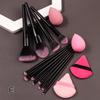 12Pcs Professional Makeup Brush Set Soft Synthetic Hair Brushes With Powder Puff For Foundation Powder Eyeshadow Travel Tools